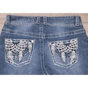 Copper Flash Curvy Jeans Womens 6 (30x24) Hemmed Blue Rhinestones Y2K